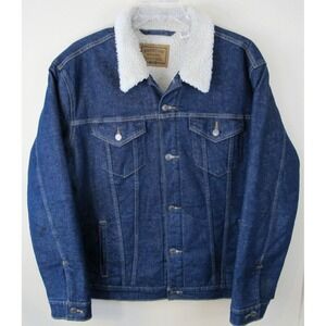 Levi's Signature Gold‎ Blue Denim Sherpa Lined Trucker Jean Jacket Men's XL